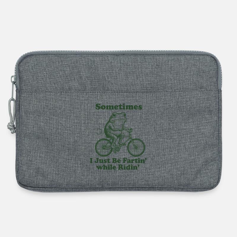 Frosch Radfahrer Spruch Shirt - Laptoptasche 13" - Grau meliert