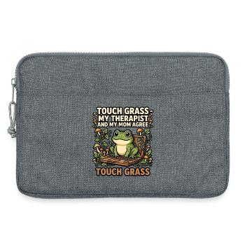 Touch Grass Frosch Computer Humor - Laptoptasche 13" - Grau meliert - Vorne