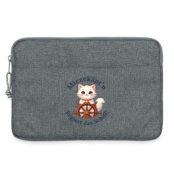 Miezekäpt'n regiert das Schiff - Laptoptasche 13" - Grau meliert - Vorne