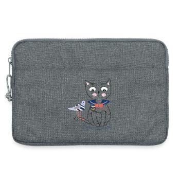 Katze und Möwe - Laptoptasche 13" - Grau meliert - Vorne