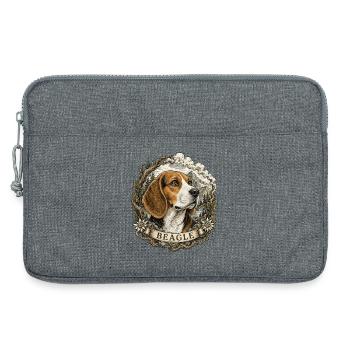 Beagle im Vintage Stil mit Berglandschaft - Laptoptasche 13" - Grau meliert - Vorne