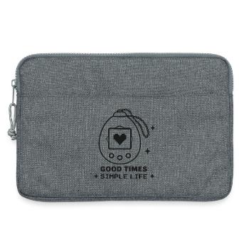 Retro Pocket Device Heart – Good Times - Laptop bag 13" - heather grey - Front