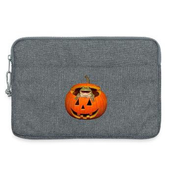 Grenouille d’Halloween en T-shirt citrouille drôle - Sacoche pour ordinateur portable 13 pouces - gris chiné - Devant