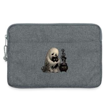Ghost Cat Cauldron MEH T-Shirt Halloween - Laptop bag 13" - heather grey - Front