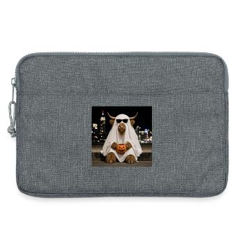 Fantôme d’Halloween de la vache des Highlands avec T-shirt citrouille - Sacoche pour ordinateur portable 13 pouces - gris chiné - Devant