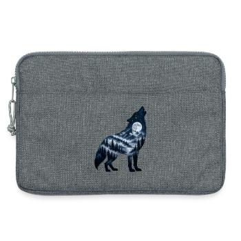 Wolf Krafttier Vollmond - Laptoptasche 13" - Grau meliert - Vorne