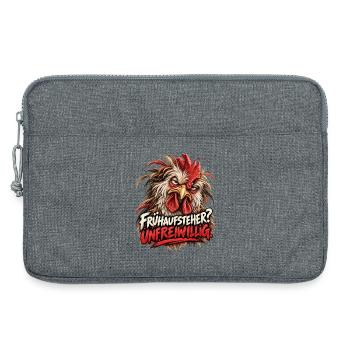 Frühaufsteher Unfreiwillig - Genervter Hahn - Laptoptasche 13" - Grau meliert - Vorne