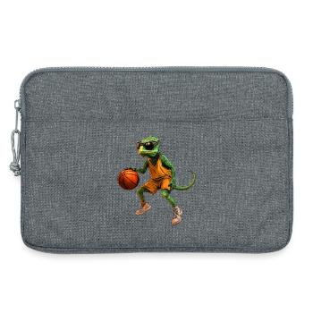 Basketball-Echse im Orange-Trikot - Laptoptasche 13" - Grau meliert - Vorne
