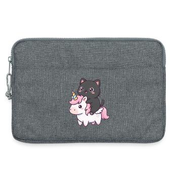 Katze auf Einhorn - Laptoptasche 13" - Grau meliert - Vorne