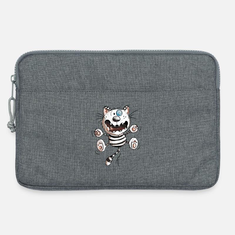 Crazy Katze - Lustige Katzen - Kitten - Comic -Fun - Laptoptasche 13" - Grau meliert