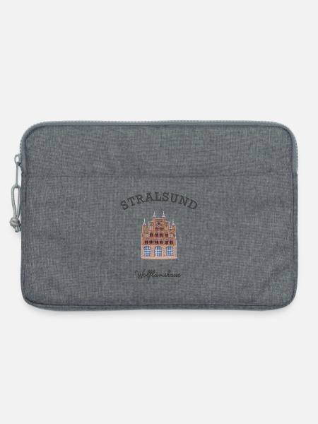 Ostsee, Stralsund, Wolflamshaus, Zeichnung - Laptoptasche 13" - Grau meliert