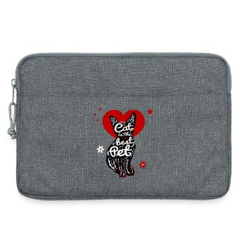 Cat with heart - Laptop bag 13" - heather grey - Front