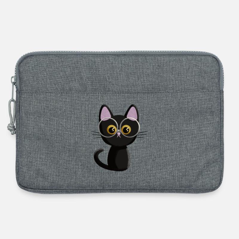 Schwarze Katze - Laptoptasche 13" - Grau meliert