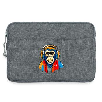Affe mit Kopfhörern - Laptoptasche 13" - Grau meliert - Vorne