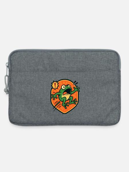 Panic Frog badge - Laptop bag 13" - heather grey