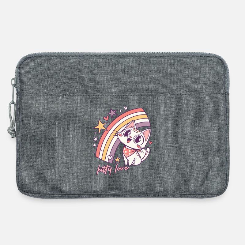 Kitty Love Regenbogenkatze Illustration - Laptoptasche 13" - Grau meliert