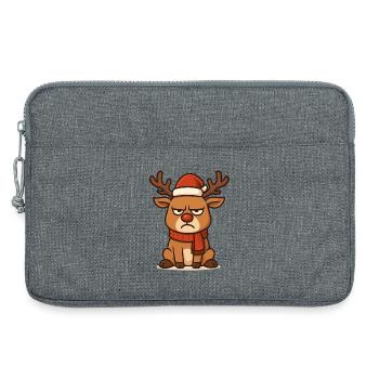 Grimmiges Rentier mit Weihnachtsschal - Laptoptasche 13" - Grau meliert - Vorne