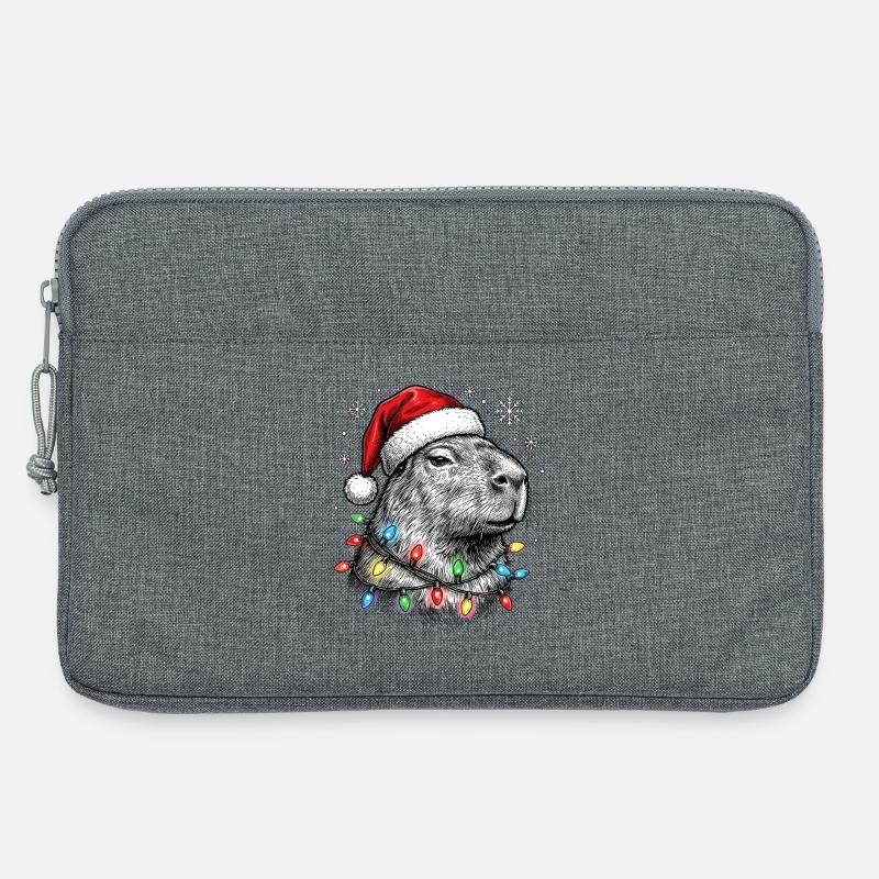 Süßes Capybara mit Weihnachtsmütze Christmas - Laptoptasche 13" - Grau meliert