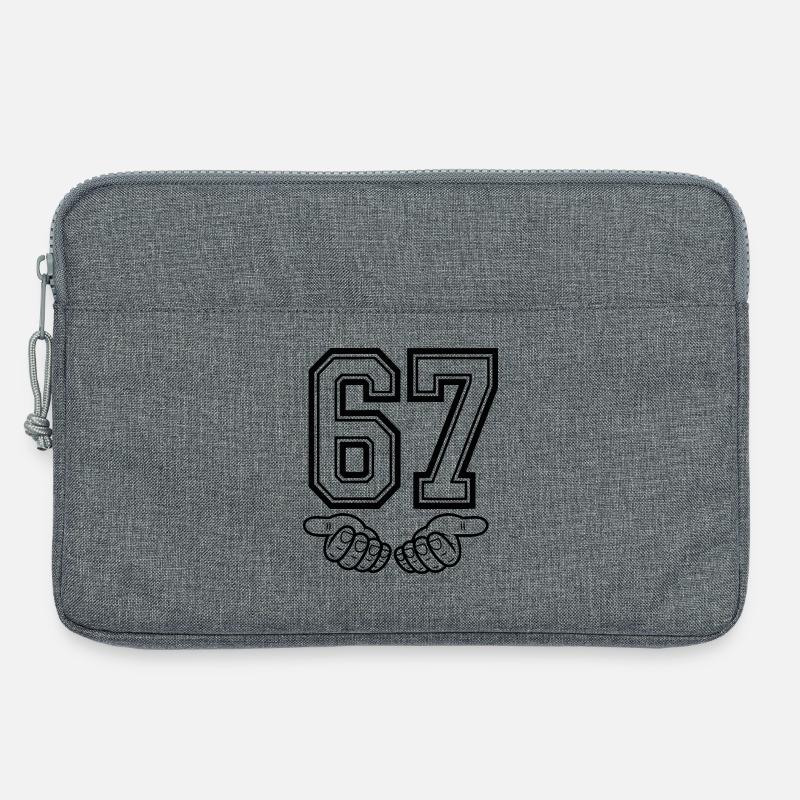 SIX SEVEN – 67 Nummer Meme im Retro Look - Laptoptasche 13" - Grau meliert