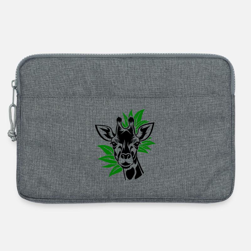 Giraffe with leaves in the background - Laptop bag 13" - heather grey