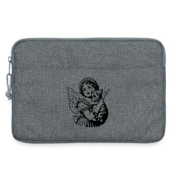 Ange avec chat – Illustration vintage de chérubin - Sacoche pour ordinateur portable 13 pouces - gris chiné - Devant