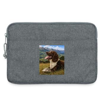 Berglandschaft Hundportrait - Laptoptasche 13" - Grau meliert - Vorne