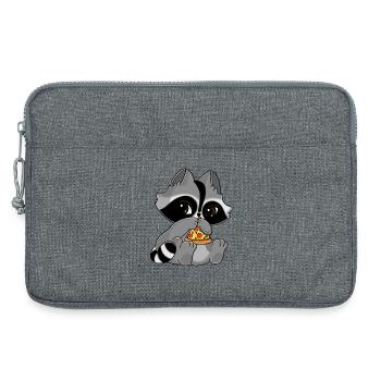 Snuggles der Waschbär ißt ein Stück Pizza - Laptoptasche 13" - Grau meliert - Vorne