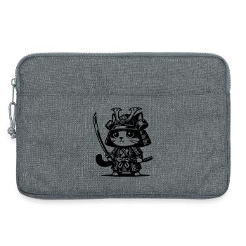 Samurai-Katze – Originalgeschenk - Laptoptasche 13" - Grau meliert - Vorne
