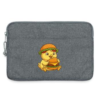 Cute Chicken Chick Cartoon Burger Funny - Laptop bag 13" - heather grey - Front