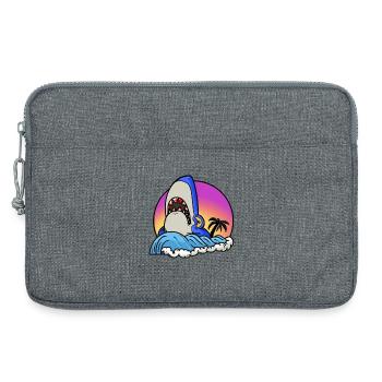 Shark surfer at sunset wave - Laptop bag 13" - heather grey - Front