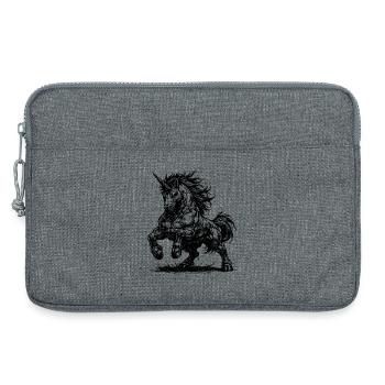 Licorne musclée au mauvais œil - Sacoche pour ordinateur portable 13 pouces - gris chiné - Devant