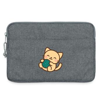 Cuddly kitten and blue ball - Laptop bag 13" - heather grey - Front