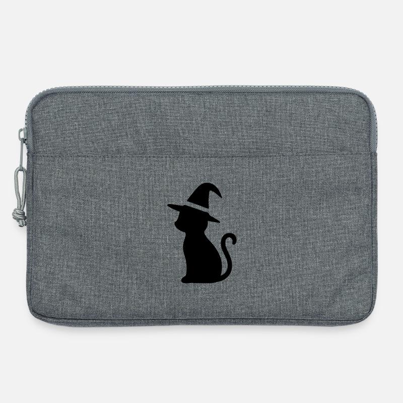 Cat with Witch Hat - Laptop bag 13" - heather grey