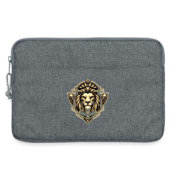 Löwenporträt im Art-Deko Stil - Laptoptasche 13" - Grau meliert - Vorne