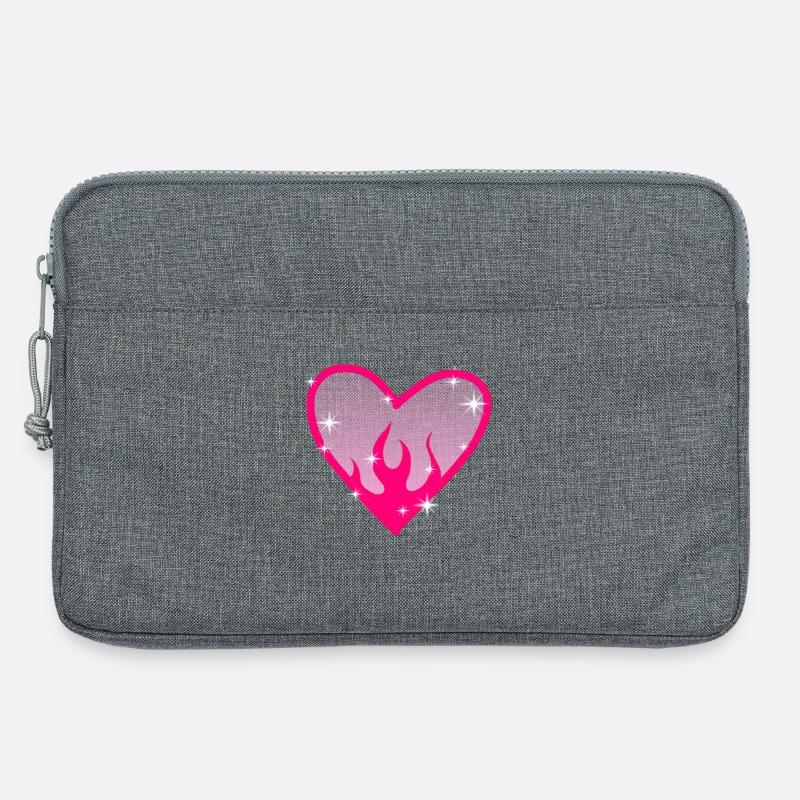 Flammenherz Pink Glow - Laptoptasche 13" - Grau meliert