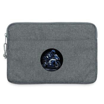 Blue racer on sport motorcycle - Laptop bag 13" - heather grey - Front