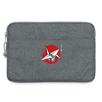 Origami Kranich über rotem Kreis - Laptoptasche 13" - Grau meliert - Vorne