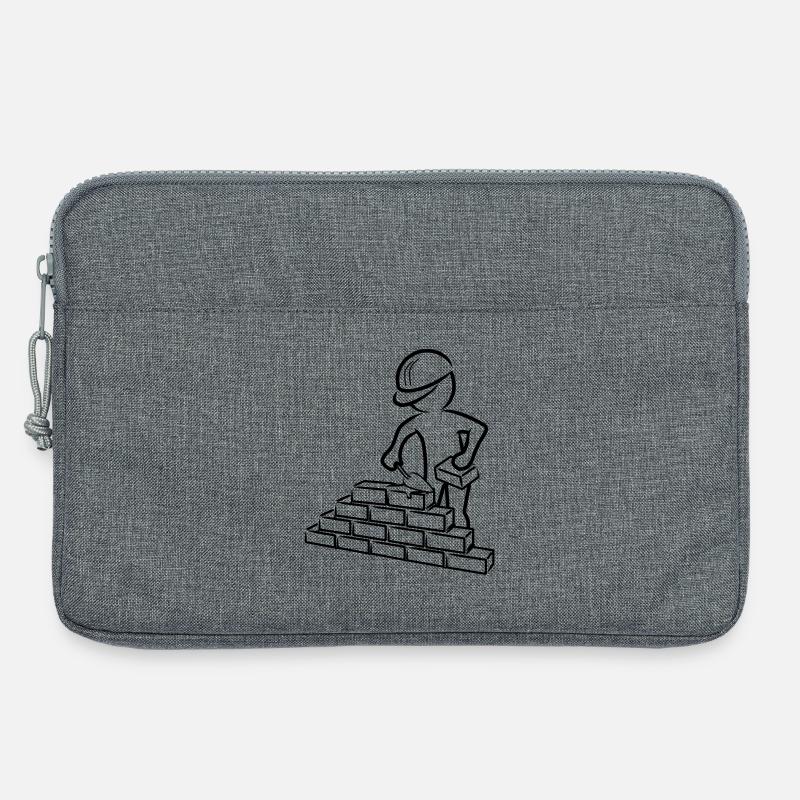 Bauarbeiter mit Maurerkelle, Mörtel und Mauer - Laptoptasche 13" - Grau meliert