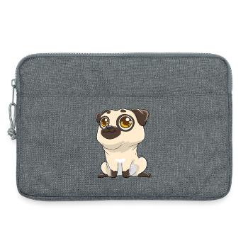 Cute pug with big eyes - Laptop bag 13" - heather grey - Front