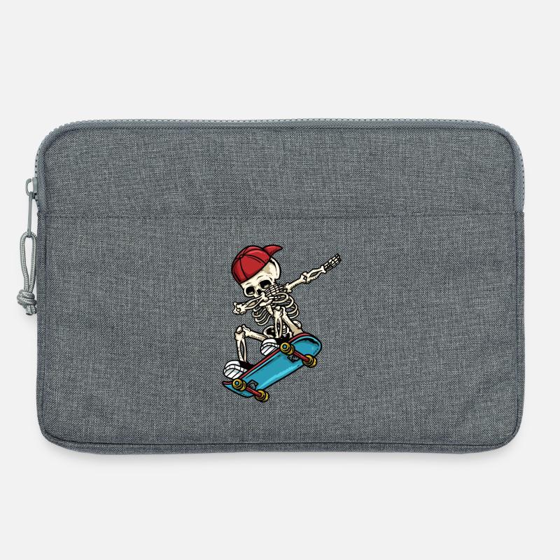 Dabbing Skelett Skateboard - Laptoptasche 13" - Grau meliert