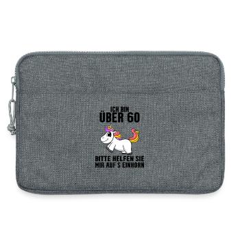 60. Geburtstag Frau 60 Jahre alt Einhorn Spruch - Laptoptasche 13" - Grau meliert - Vorne