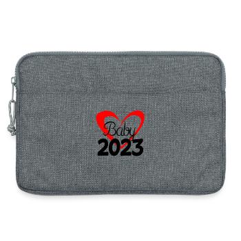 Bébé 2023 - Nouveau-né 2023 Cadeau bébé - Sacoche pour ordinateur portable 13 pouces - gris chiné - Devant