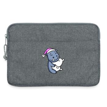 Hippopotame avec oreiller et bonnet de couchage - Sacoche pour ordinateur portable 13 pouces - gris chiné - Devant