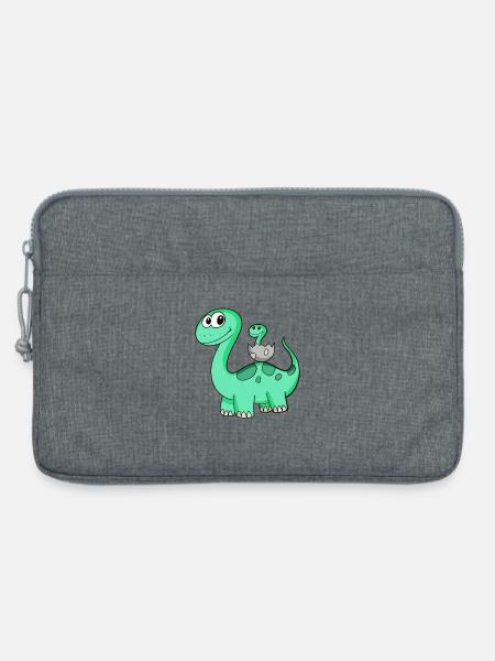 Dinosaurier mit Baby Dinosaurier - Laptoptasche 13" - Grau meliert