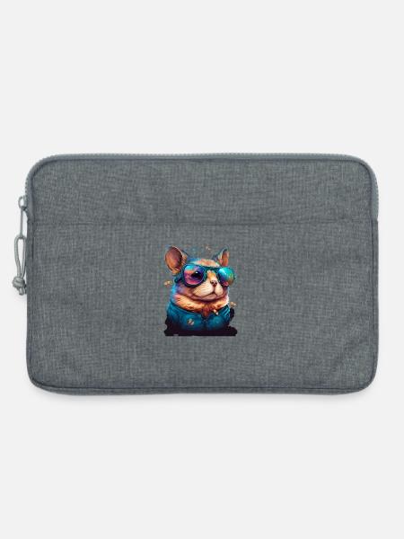 Katzenastronaut mit Neonbrille - Laptoptasche 13" - Grau meliert