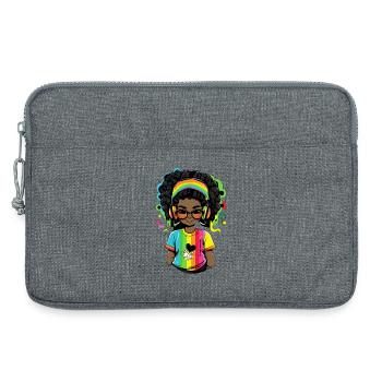 Bright reggae sweater with rainbow design - Laptop bag 13" - heather grey - Front
