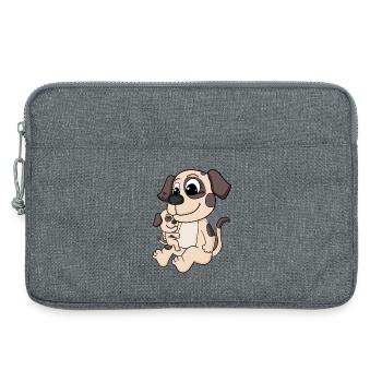 Hund Familie - Hund mit Baby - Laptoptasche 13" - Grau meliert - Vorne