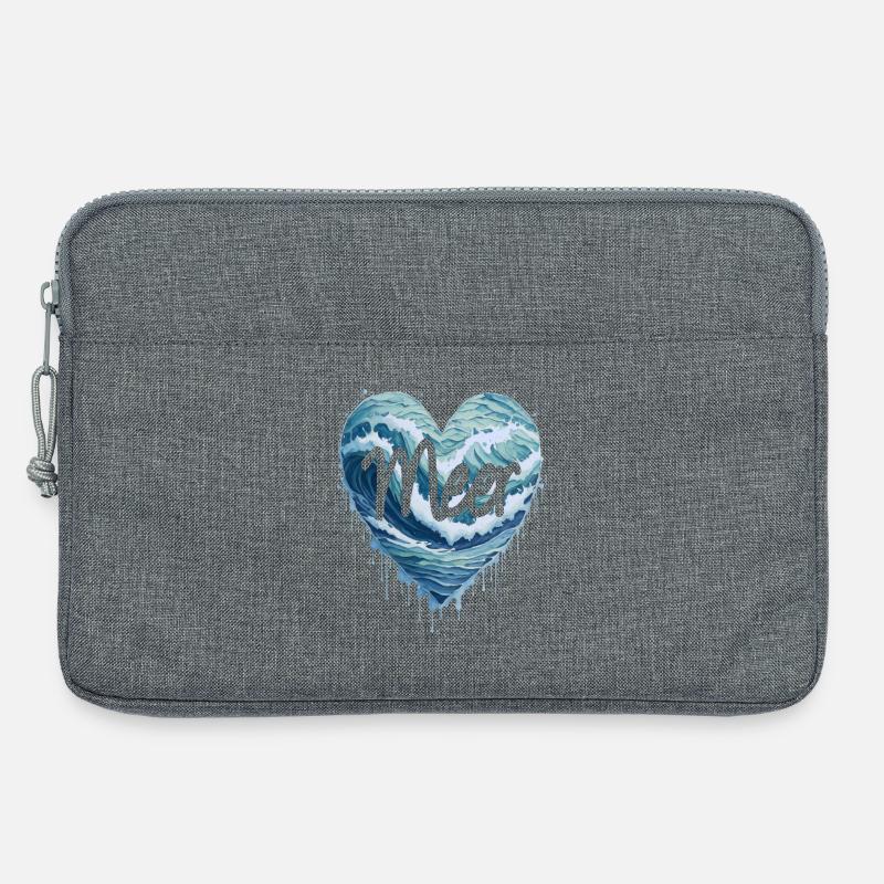 Das Meer im Herzen - Laptoptasche 13" - Grau meliert