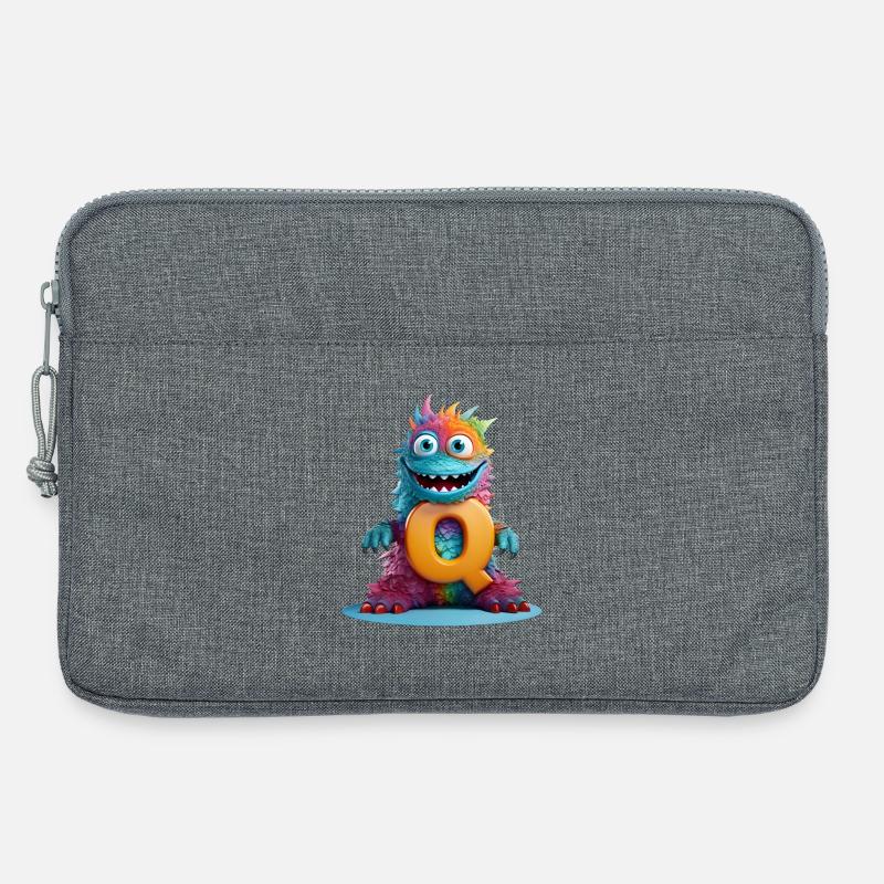 Regenbogenmonster mit Q - Laptoptasche 13" - Grau meliert