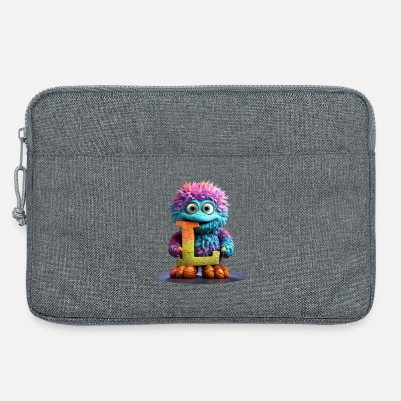 Regenbogenmonster mit Buchstabe L - Laptoptasche 13" - Grau meliert
